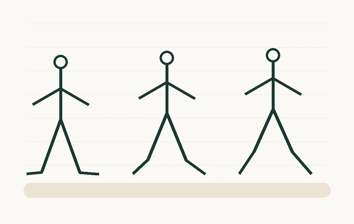 Line-art calf raise sequence with heels lifting.