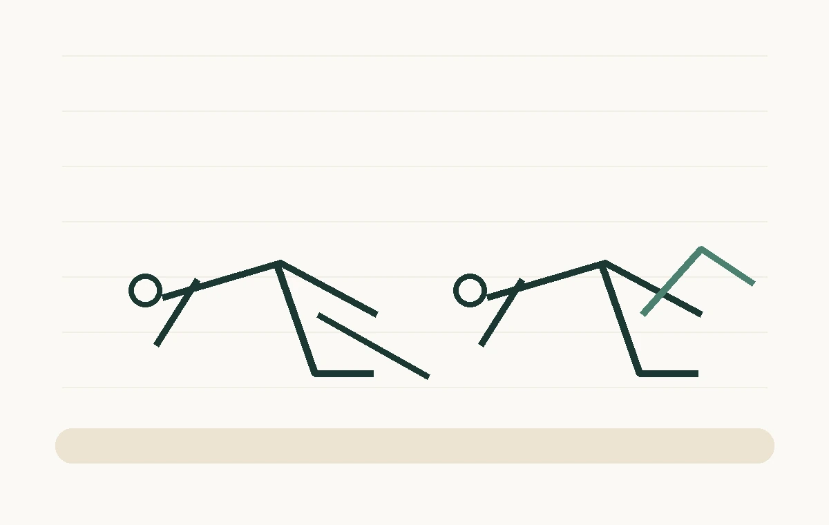Line-art glute bridge and marching glute bridge setup.