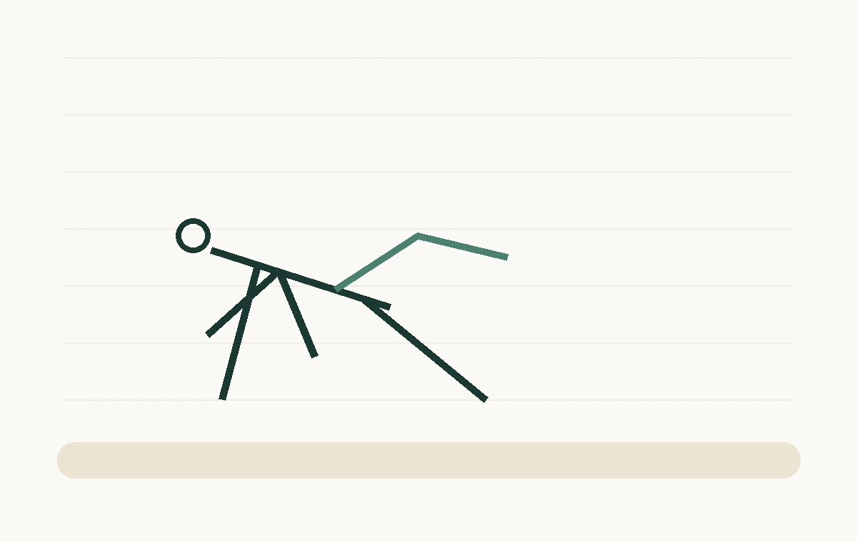 Line-art slow mountain climber with one knee forward.